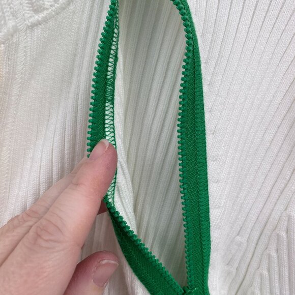 Worth Color block zippered cardigan size large ribbed pockets jacket White - Picture 3 of 7